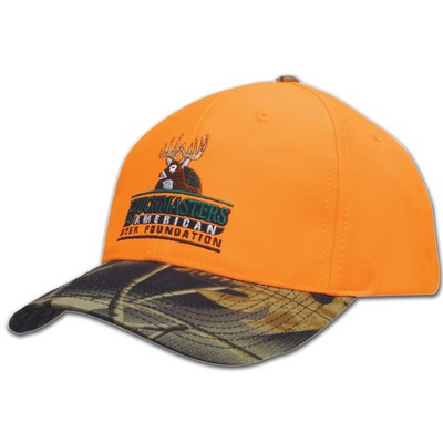Headwear Professionals Luminescent Orange Cap W/Leaf Camo Brim